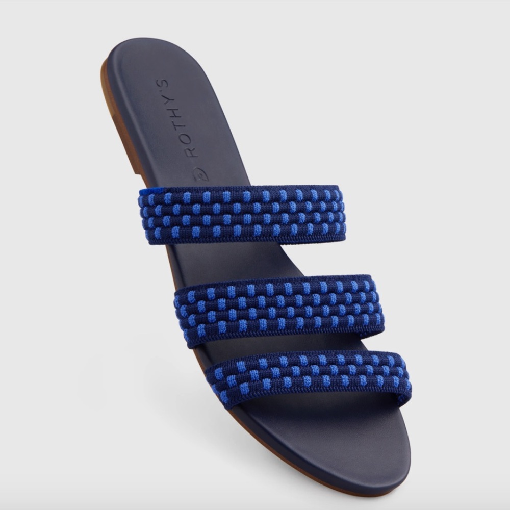 Rothy's Navy and Sky Blue Woven Sandals